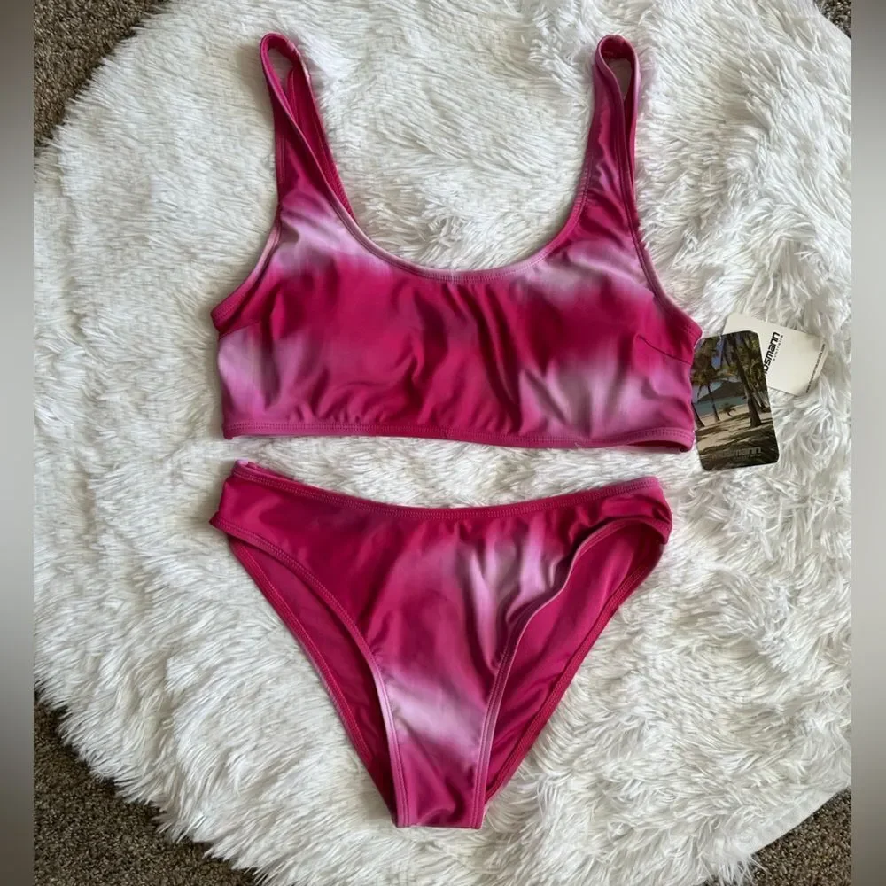 Mossman Australia‎ Bikini Swimsuit New Pink Tie Dye 2 Piece Womens Size Medium